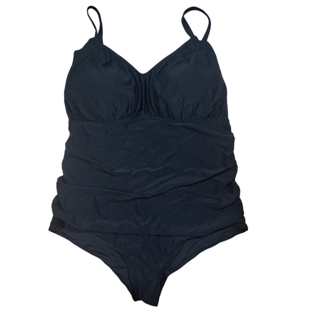 Aqua Eve Swimsuit for Women Tummy Control One Piece Black Bathing Suit Size 26W